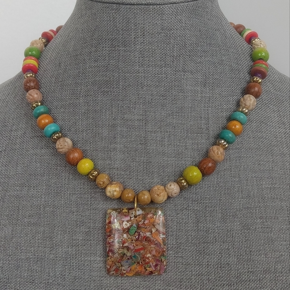 Boho Bohemian Bright Colorful Necklace Pendant Lobster Clasp